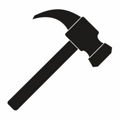 Minimalist Black Silhouette of a Hammer  Vector Illustration