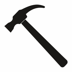 Minimalist Black Silhouette of a Hammer  Vector Illustration