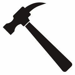 Minimalist Black Silhouette of a Hammer  Vector Illustration