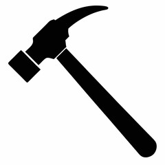 Minimalist Black Silhouette of a Hammer  Vector Illustration