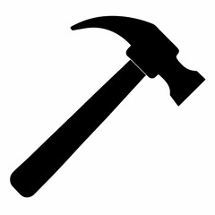 Minimalist Black Silhouette of a Hammer  Vector Illustration