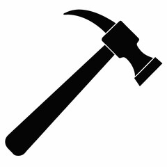 Minimalist Black Silhouette of a Hammer  Vector Illustration