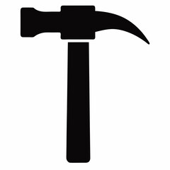 Minimalist Black Silhouette of a Hammer  Vector Illustration
