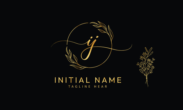 IJ J I initial signature logo template vector