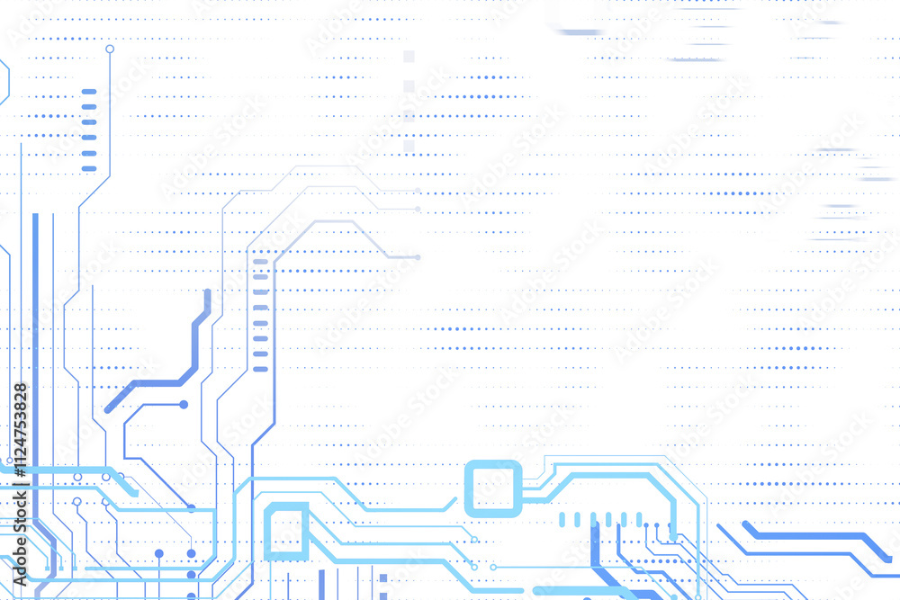 Leinwandbilder abstract futuristic circuit board with blue lines and dots on white background, clean layout. concep