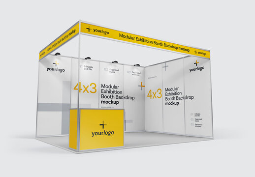 Modular Exhibition Booth Mockup, Expo Stand