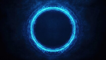 Glowing Blue Circle with Electric Energy on Dark Background