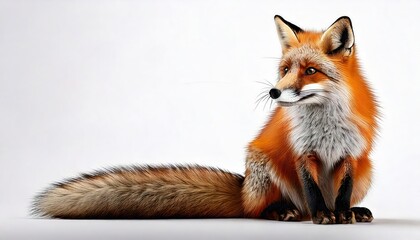 Obraz premium Red Fox Portrait: A captivating portrait of a red fox, showcasing its striking features and intricate markings. The fox's alert gaze and bushy tail add to its charm.