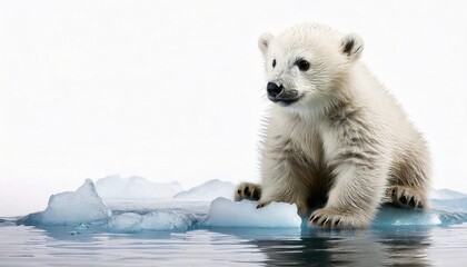 Fototapeta premium Polar Bear Cub on Melting Ice