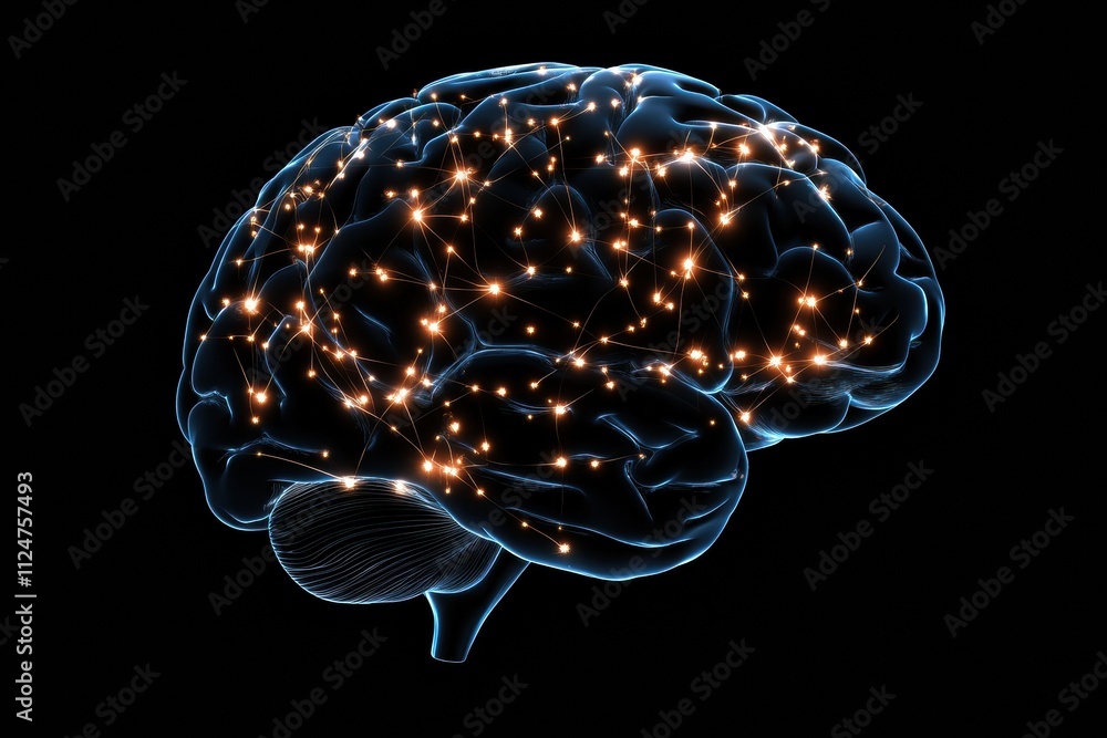 Aufkleber vibrant neural networks and synapses create an intricate visual of the human brain, offering ample c