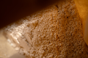 Texture of white powder, flour, clay or drug in packaging