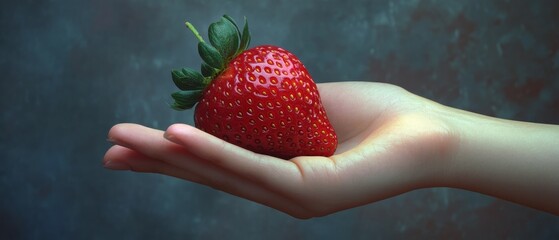 Obraz premium Delicate Touch strawberry Hand
