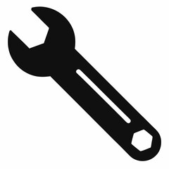 Minimalist Black Silhouette Wrench Vector Design
