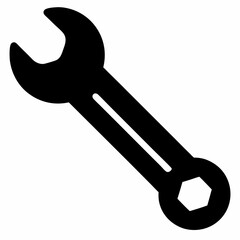 Minimalist Black Silhouette Wrench Vector Design