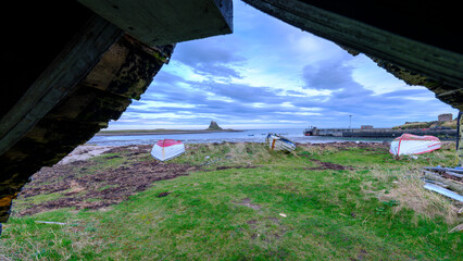 Sunset on Lindisfarne Castle on Holy Island, Northumberland