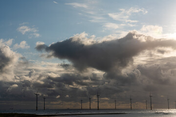 Wind turbines in off shore wind farm