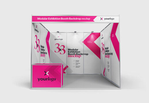 Modular Exhibition Booth Mockup, Expo Stand