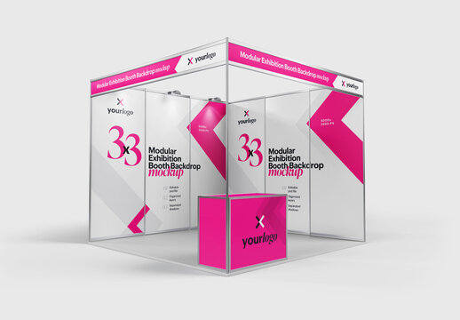 Modular Exhibition Booth Mockup, Expo Stand