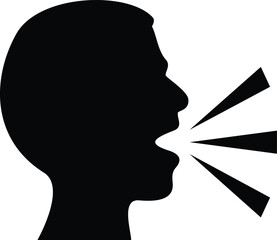 Speaking Head Icon - Shouting or Complaining Person Symbol