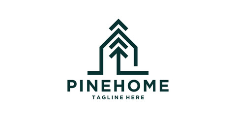logo design pine and home,real estate,mortgage,symbol,icon,idea,creative.