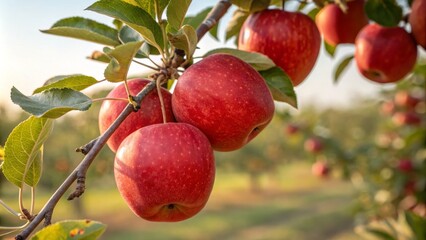 Obraz premium Sunlit Orchard Apples Close-Up Composition