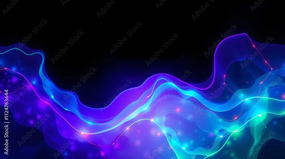 Poster abstract neon waves: a mesmerizing abstract background with shimmering neon waves in vibrant shades 