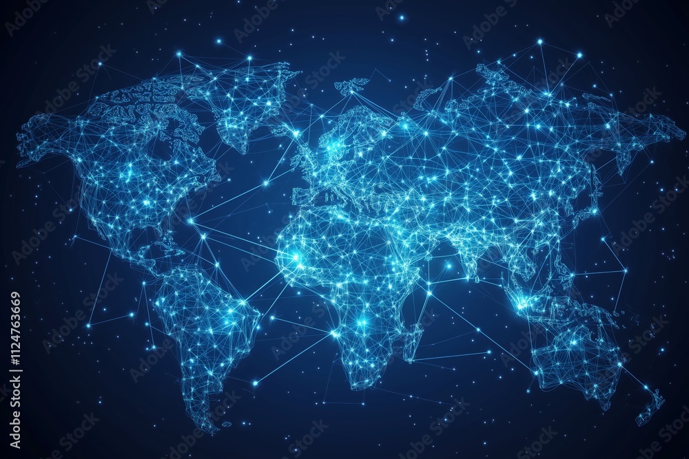 Aufkleber digital map showcasing global connectivity and interaction in the realm of telecommunications and in