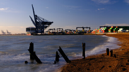 Sunset on Felixstowe Harbour, Suffolk