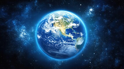 A stunning Earth seen from orbit, glowing blue against a dark sky, with the first rays of sunlight breaking over the edge.