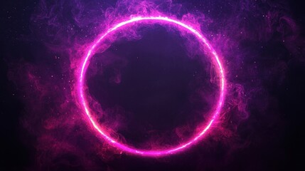 Obraz premium Glowing Purple Smoky Circle with Sparkles on Dark Background
