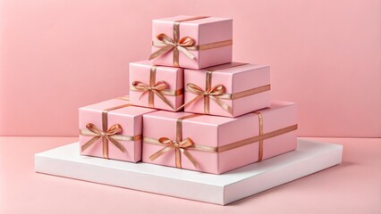 Obraz premium Pink Gift Pyramid Rose Gold Accents and Minimalist Design