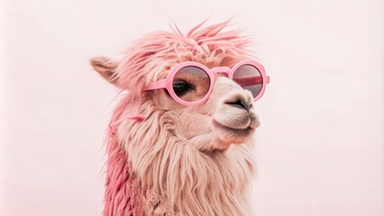 Obraz premium Pink Alpaca in Pink Sunglasses A Portrait Study