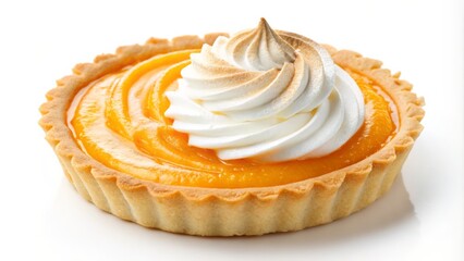 Orange Curd Tart with Meringue Sweet Pastry, Swirled Filling, and Delicate Topping