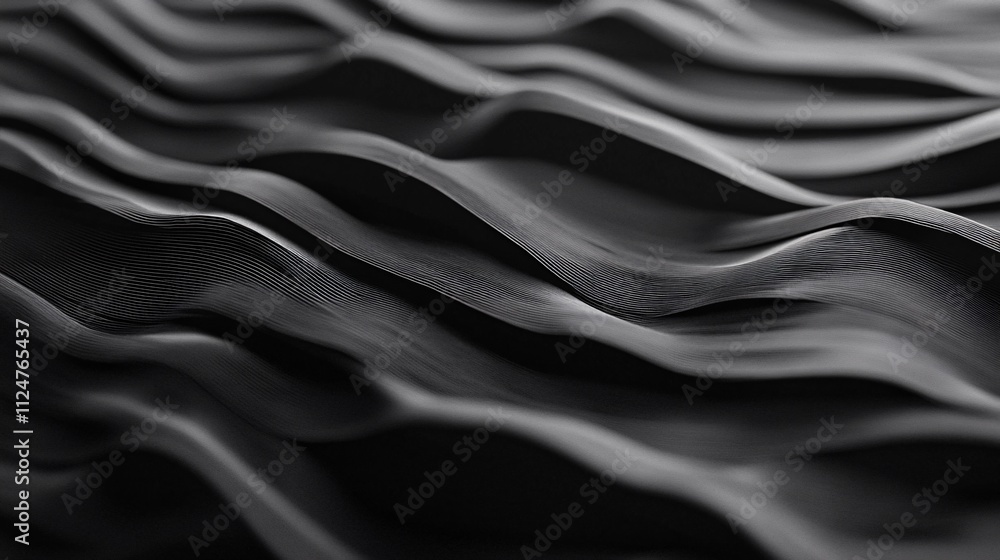 Poster abstract black wavy lines creating a smooth pattern: digital background