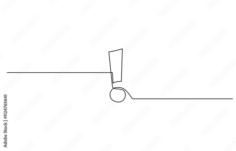 Aufkleber exclamation point. one line continuous exclamation point. line art, continuous one line drawing, dan