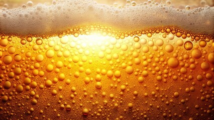 Golden Beer Froth Silhouette, Close-up Bubble Texture, Isolated Beer Head, Craft Beer Photography, Beverage Photo