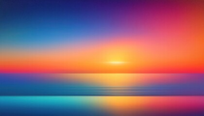Fototapeta premium Vibrant Sunset Seascape: A dreamy, blurred image of a colorful sunset over a calm ocean. Perfect for evoking feelings of serenity, peace, and tranquility.