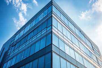 Obraz premium Modern industrial building sleek architecture glass facade black and white exterior