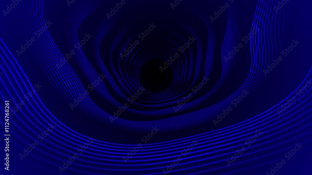 Aufkleber blue color multiple wavy lines 3d depth tunnel modern design seamless loop-able dark geometrical bac