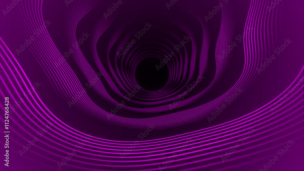 Poster pink color multiple wavy lines 3d depth tunnel modern design seamless loop-able dark geometrical bac