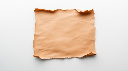 Aged Tan Paper with Rough Edges on a Clean White Background Perfect for Vintage Designs, Art Projects, Invitations, or Backgrounds in Creative Workspaces