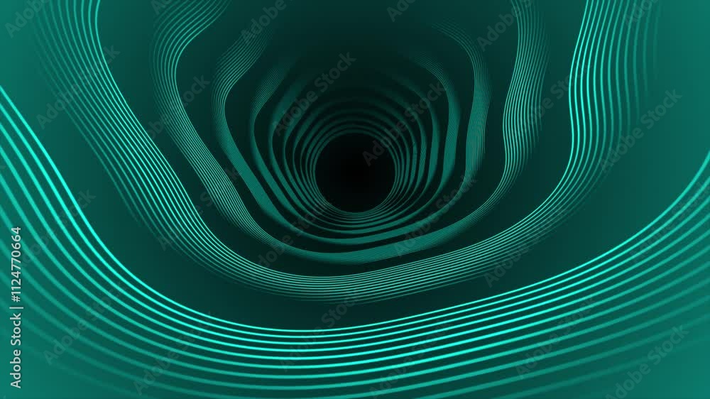 Aufkleber cyan color multiple wavy lines 3d depth tunnel modern design seamless loop-able dark geometrical bac