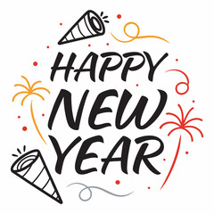 Obraz premium Modern New Year Greeting with Bold Typography Font, Art & Illustration