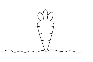 Simple carrot in continuous one line art drawing icon isolated on white background vector illustration