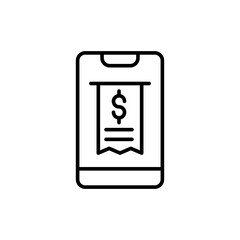 Mobile payment outline icons, minimalist vector illustration ,simple transparent graphic element .Isolated on white background