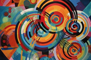 Abstract concentric circles painting.