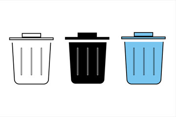 delete icon set. trash bin icon set. trash can icon. delete button set. dustbin and garbage box icon. delete icon for app, ui and website. recycle bin. vector illustration on white background