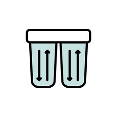 Water treatment color icon. Filtration process. Osmosis and desalination. Potable water. Isolated vector flat illustrations. Customizable symbol.