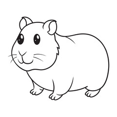 Adorable Hamster Cartoon Illustration for Kids' Coloring Pages and Educational Materials