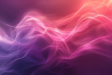 Fototapeta premium Soft waves of vibrant smoke flow seamlessly through shades of purple and pink, creating an ethereal atmosphere reminiscent of twilight. The blending colors evoke a calming yet dynamic sensation